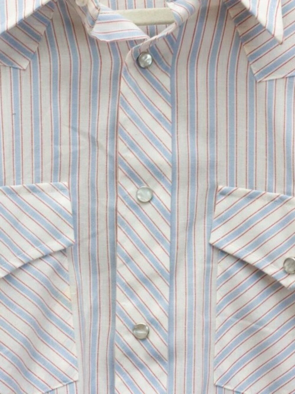Vtg Bronco Western Shirt Button Pearl Snap Form Fit Long Tail 70 Stripe Cowboy L